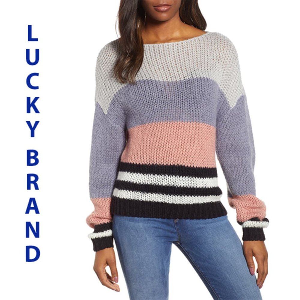 Lucky Brand Striped Colorblock Sweater